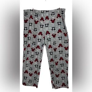 Disney Mickey Mouse Plaid Fleece Pajama Pants Gray Cozy Lounge Sleepwear Size 2X